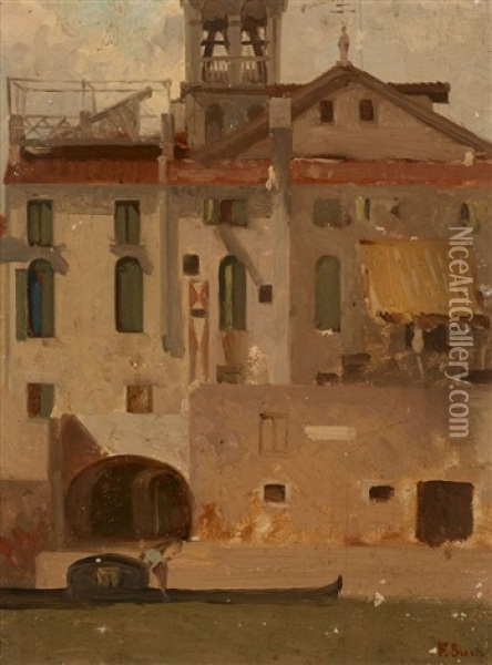 Facades Sur Un Canal, Venise Oil Painting - Germain Fabius Brest