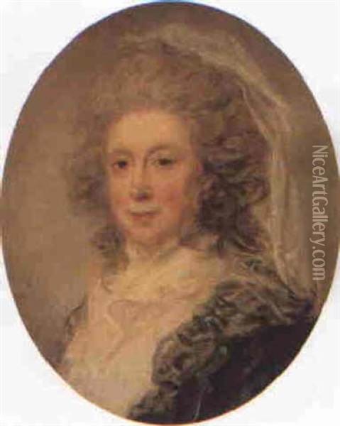 Portrait Of A Lady, Bust-length Oil Painting - Gainsborough Dupont