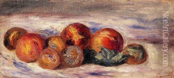 Still Life With Peaches Oil Painting - Pierre Auguste Renoir