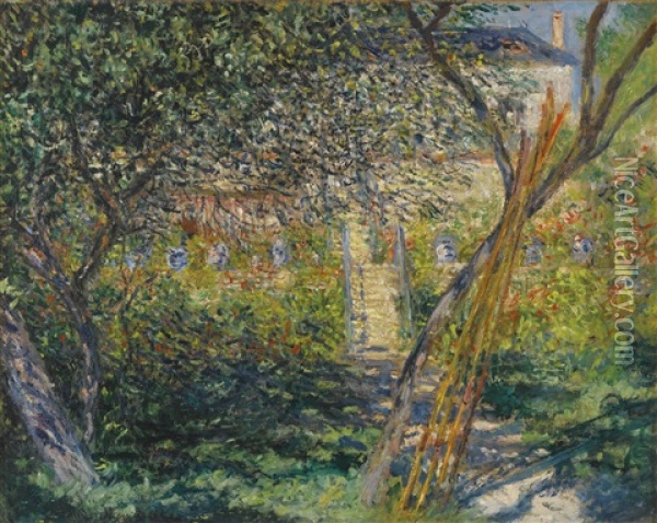 Le Jardin De Vetheuil Oil Painting - Claude Monet
