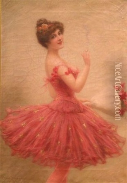Beauty In Pink Oil Painting - Emile Eisman-Semenowsky