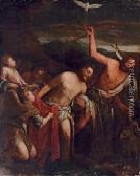 The Baptism Of Christ Oil Painting - Jacopo Bassano (Jacopo da Ponte)