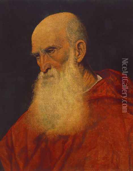 Portrait of an Old Man (Pietro Cardinal Bembo) 1545-46 Oil Painting - Tiziano Vecellio (Titian)