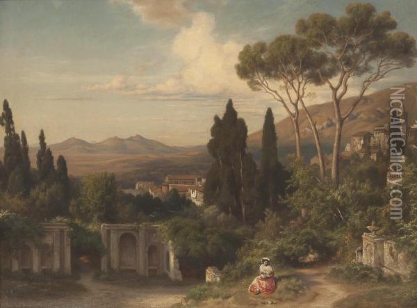 Italienische Landschaft Oil Painting - Bernhard Fries