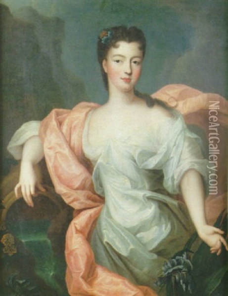 Portrait De Louise-diane D'orleans, Princesse De Conti En Iris Oil Painting - Pierre Gobert