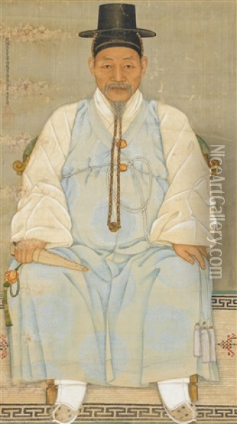 Chae Yong Sin Portrait Of An Official Oil Painting -  Chae Yong-shin