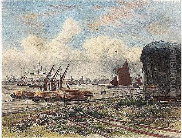 Woolwich Dockyard Oil Painting - Francis Seymour Leslie