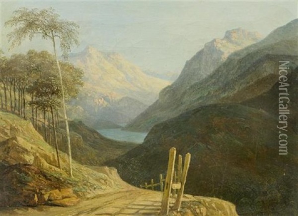 Weite Berglandschaft Mit Einem Weg Im Vordergrund Oil Painting - Rodolphe Toepffer