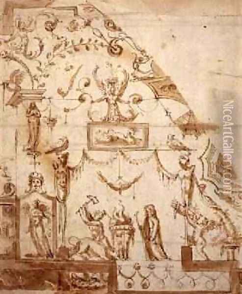 Design for a Grotesque Ceiling Oil Painting - (circle of) Marchetti, Marco (Marco da Faenza)