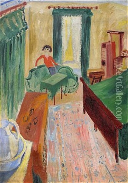 Interior - Ivan I Gron Soffa Oil Painting - Sigrid (Maria) Hjerten