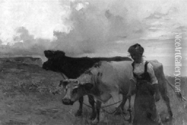 Rentree Des Vaches Oil Painting - Henri Gaston Darien