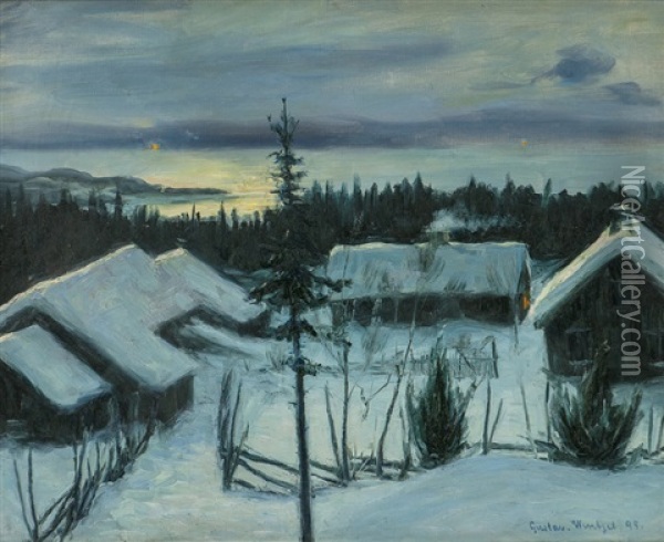 Vinternatt 1895 Oil Painting - Nils Gustav Wentzel