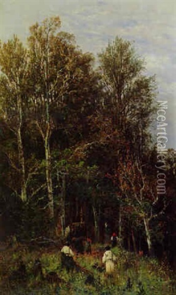 Holzsammler Im Herbstwald Oil Painting - Theodor von Hoermann