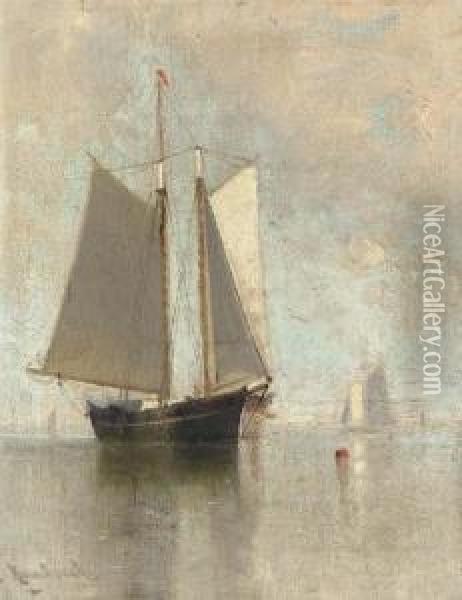 Shipping In A Calm Oil Painting - Marshall Johnson