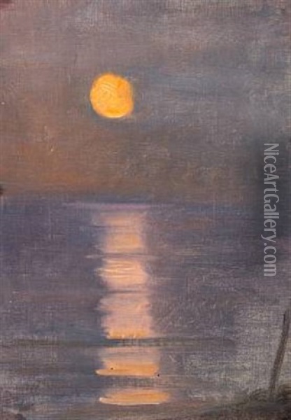 Moonlit Skagen Beach Oil Painting - Anna Kirstine Ancher