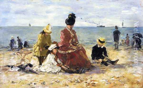 On the Beach V Oil Painting - Eugene Boudin