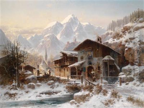 Schmiede Im Winter Oil Painting - Horst Hacker