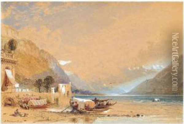 Italian Lake Scene Oil Painting - William Collingwood Smith