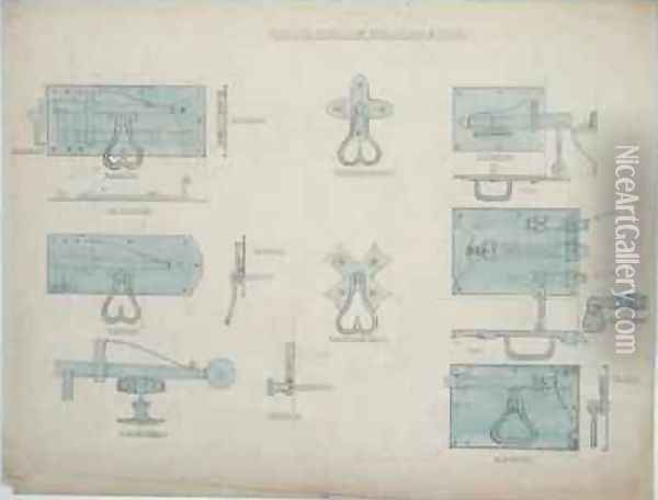 Designs for Iron Latches and Bolts Oil Painting - Ernest William Gimson