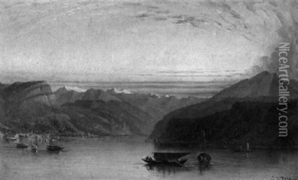 Lake Como Oil Painting - John Rollin Tilton