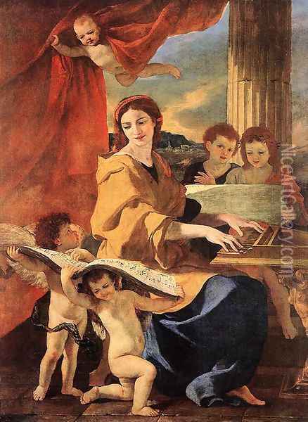 St Cecilia 1627-28 Oil Painting - Nicolas Poussin