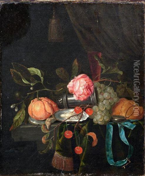 Stillleben Mit Orange Oil Painting - Gillis Jacobsz. Hulsdonck