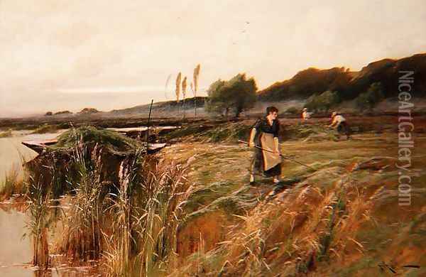 A Summer Harvest Oil Painting - Arthur Walker Redgate
