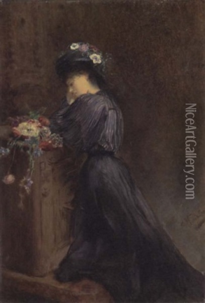 Young Woman Kneeling Oil Painting - Konstantin Egorovich Makovsky