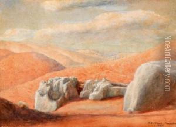 The Mountains Of Jerusalem Oil Painting - Aaron Shaul Schur