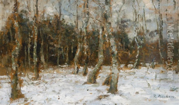 Birch Forest In The Winter Oil Painting - Rudolf Hoeckner