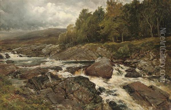 A Torrent From The Hills, With Fishermen Beyond Oil Painting - Edmund Morison Wimperis