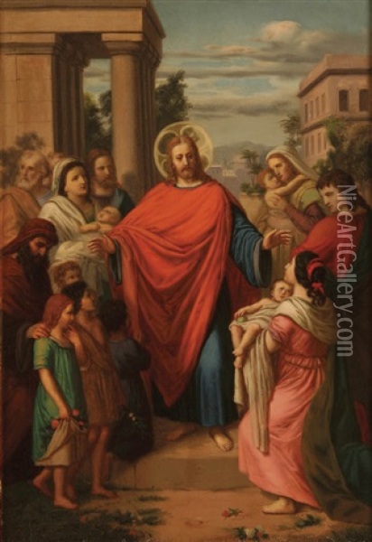 Christ Blessing The Children Oil Painting - Franz Paul Widmann