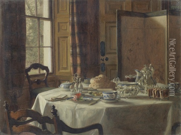 Breakfast Oil Painting - Mary Hayllar