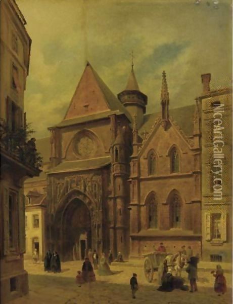 View Of A Town Square Oil Painting - Franz Alt