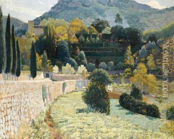 Jardi de muntanya, Sa Coma, IV (Terraced Gardens, Sa Como) Oil Painting - Santiago Rusinol i Prats