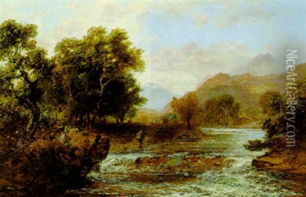 Landschaft Mit Einem Fischer Am Flusufer Oil Painting - Charles Marshall