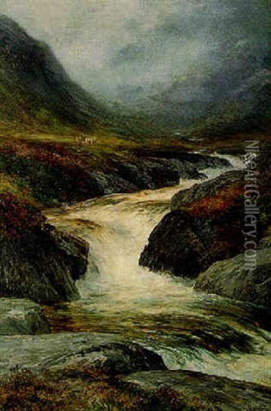 A Highland Torrent Oil Painting - John MacWhirter