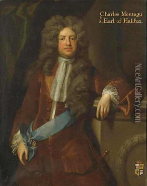 Portrait Of Charles Montagu, Ist Earl Of Halifax Oil Painting - Sir Godfrey Kneller
