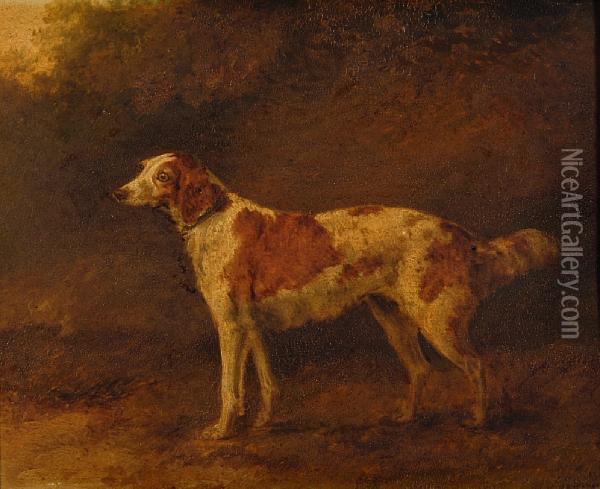 Spaniel Before A Landscape Oil Painting - William Sawrey Gilpin
