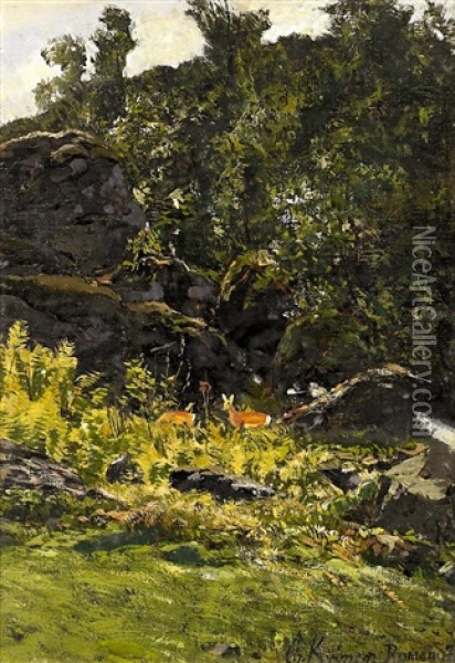Am Wildbach Oil Painting - Christian (Johann Christian) Kroener