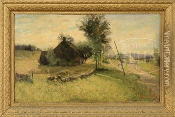 Homestead With Stone Wall Oil Painting - Daniel Santry