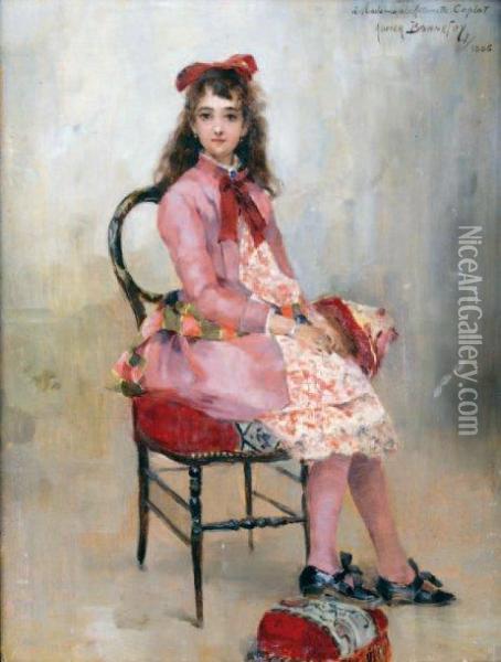 Jeune Fille Au Ruban Rouge Oil Painting - Adrien Adolphe Bonnefoy
