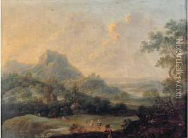 Paysage De La Vallee Du Rhin Oil Painting - Johann Alexander Thiele
