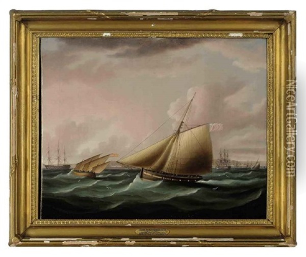Caught In A Gale Oil Painting - James Edward Buttersworth