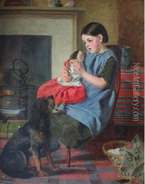 The Young Mother Oil Painting - William Henry Knight
