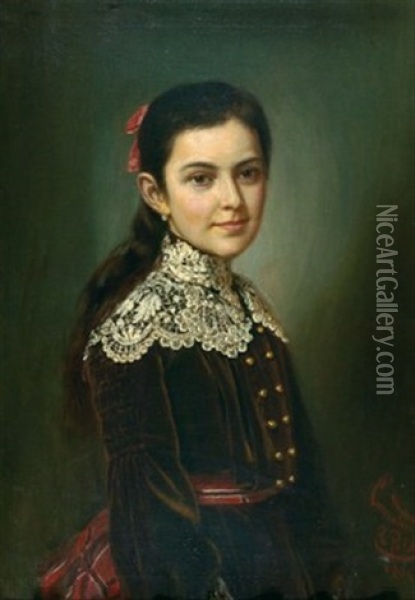 Portrait Eines Jungen Madchens Oil Painting - Georg Conraeder