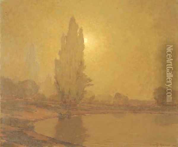 Sunset over Lake Merritt, Oakland Oil Painting - Granville Redmond