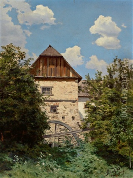 Eine Muhle Bei Purkersdorf Oil Painting - Carl Schuch