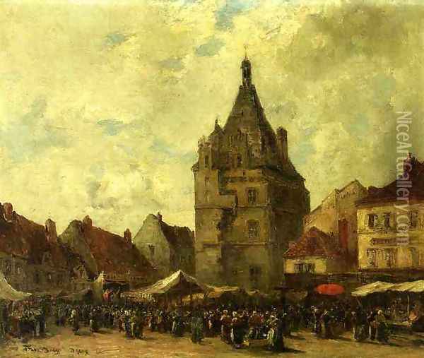 Market Day Dreux Oil Painting - Frank Myers Boggs