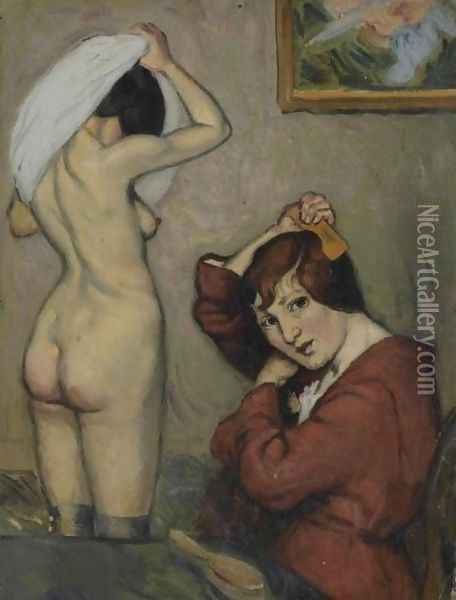 Femmes à leur toilette Oil Painting - Louis Anquetin